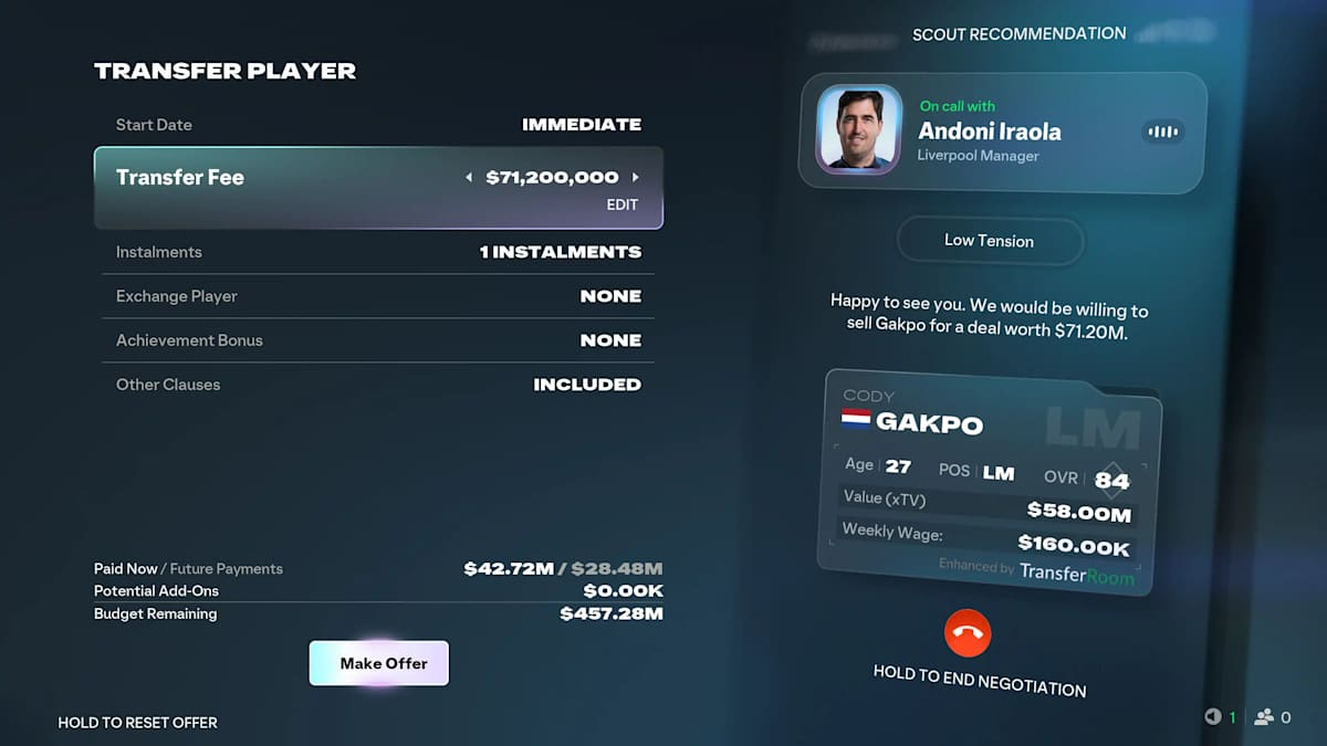 A phone call with Andoni Iraloa in  in EA FC 27.